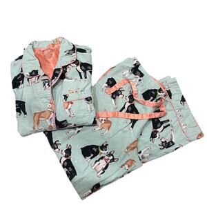 Nick & Nora Boston Terrier French Bulldog Flannel Pajama Set, S